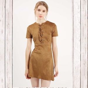 Topshop laced-up Faux Suede Dress